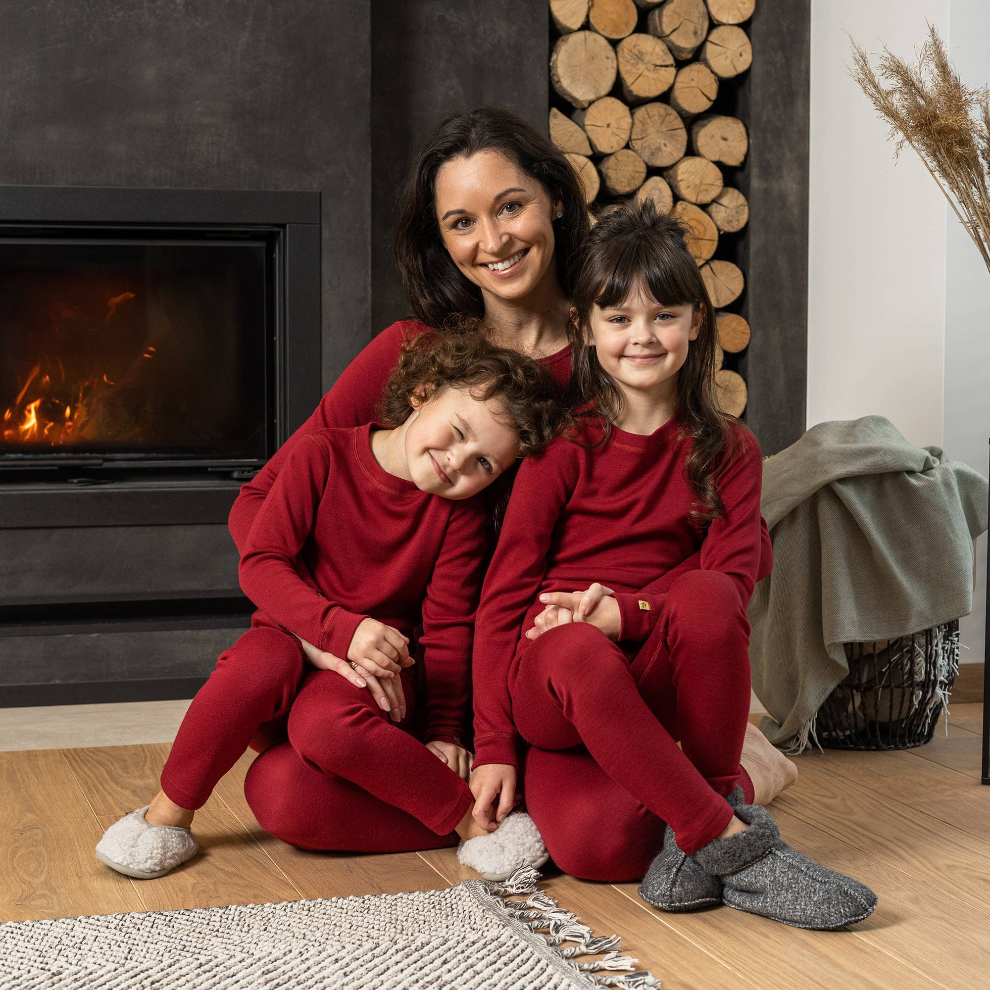 Kids' Merino 250 Long Sleeve Crew | Royal Cherry - Image 5