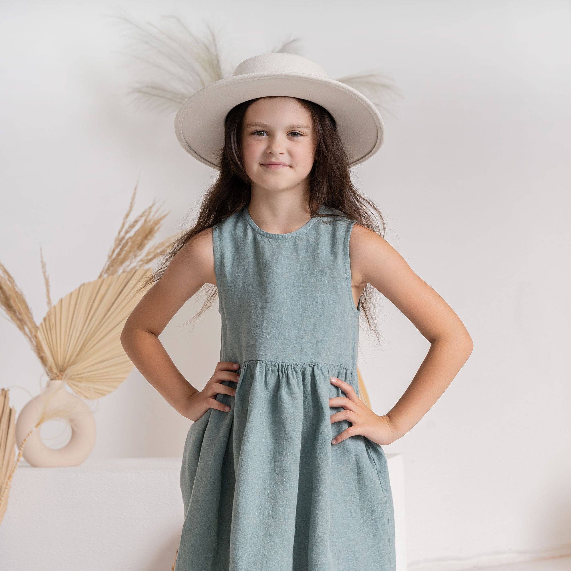 Mini Maya | Kids' Organic Linen Dress | Pure White - Image 3