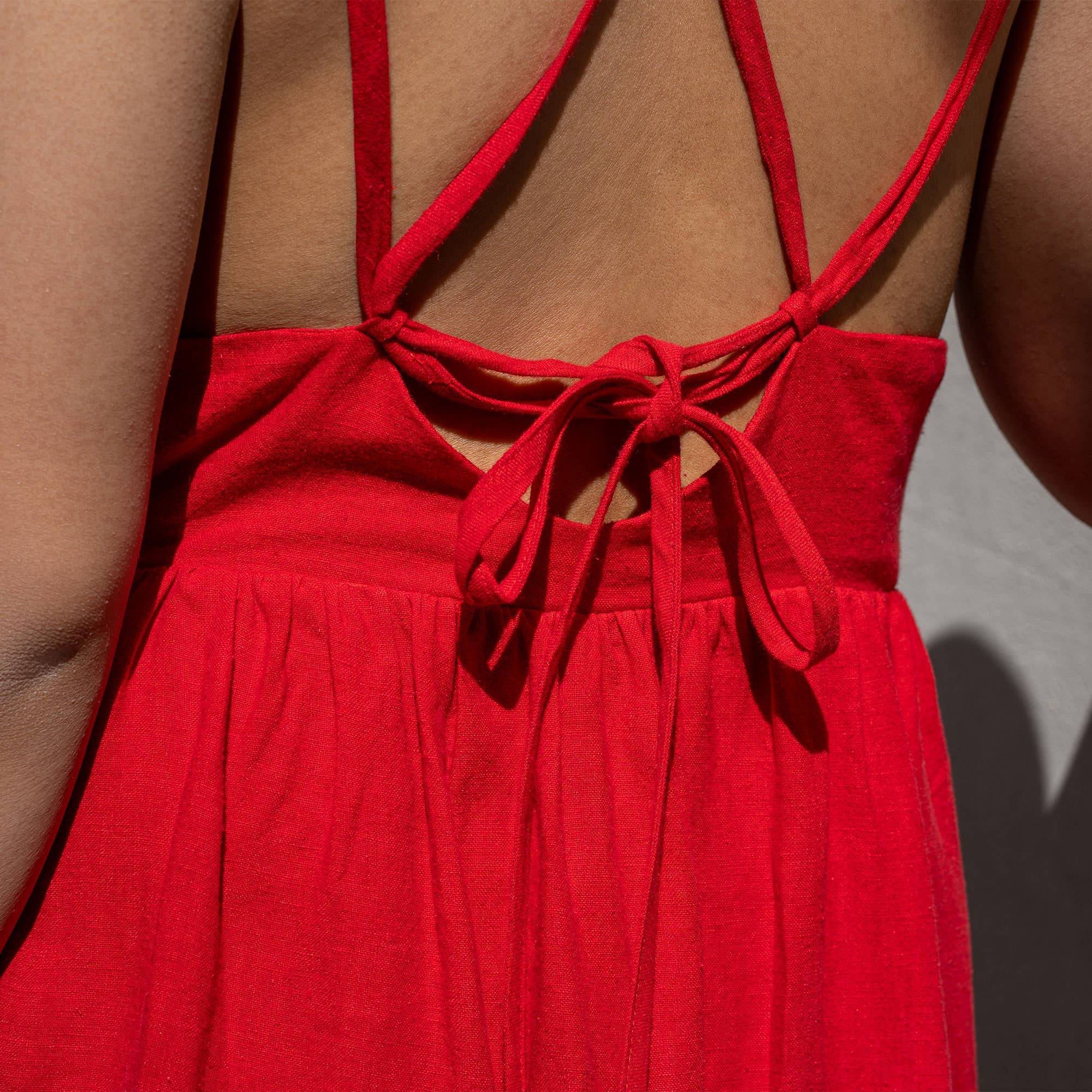Linen Backless Lace Up Dress | Anika | Pure White - Image 5