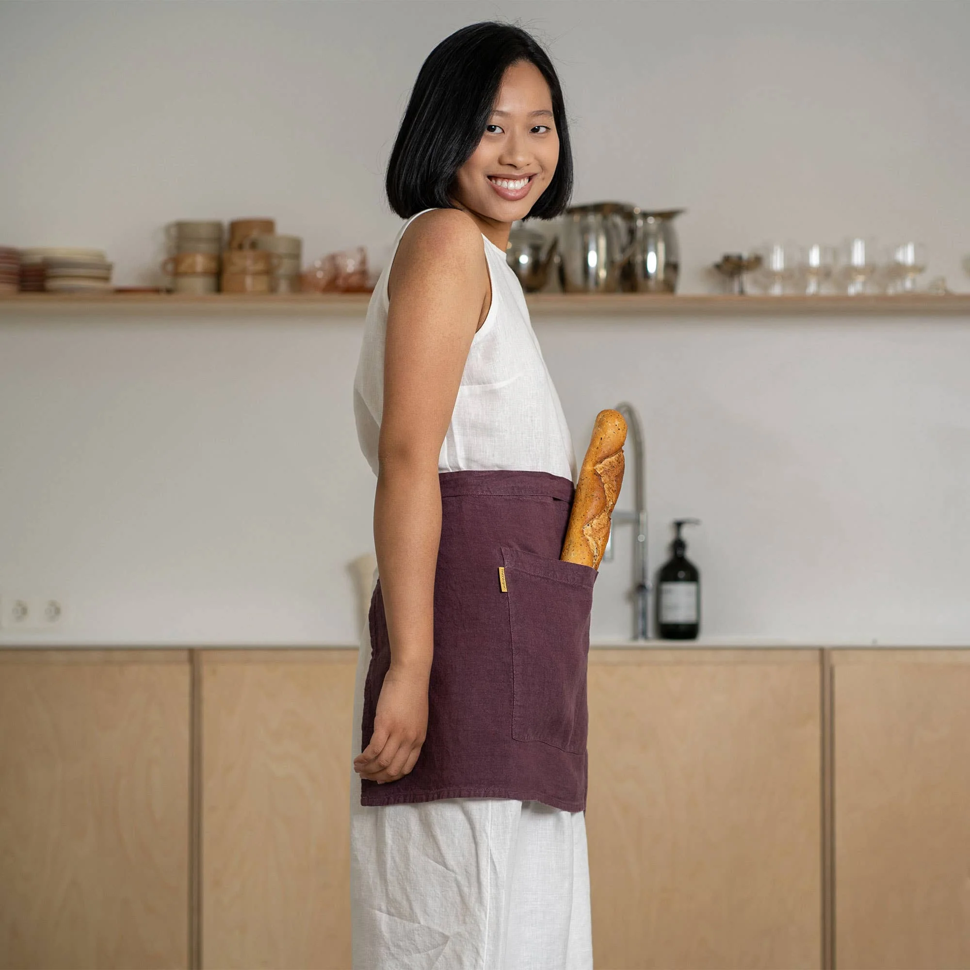Linen Half Apron with Pocket - Image 6
