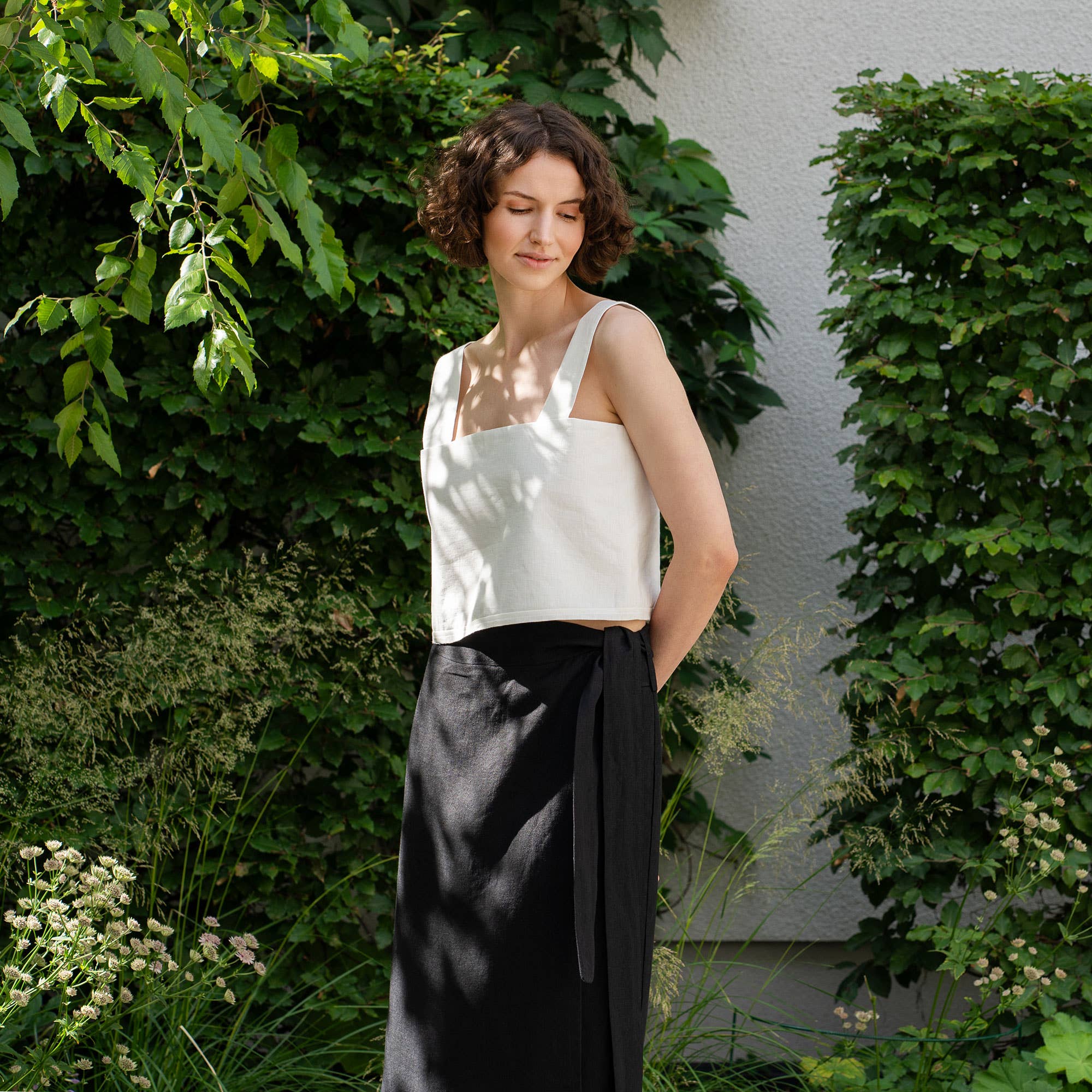 Linen Pinafore Crop Top | Pure White - Image 5