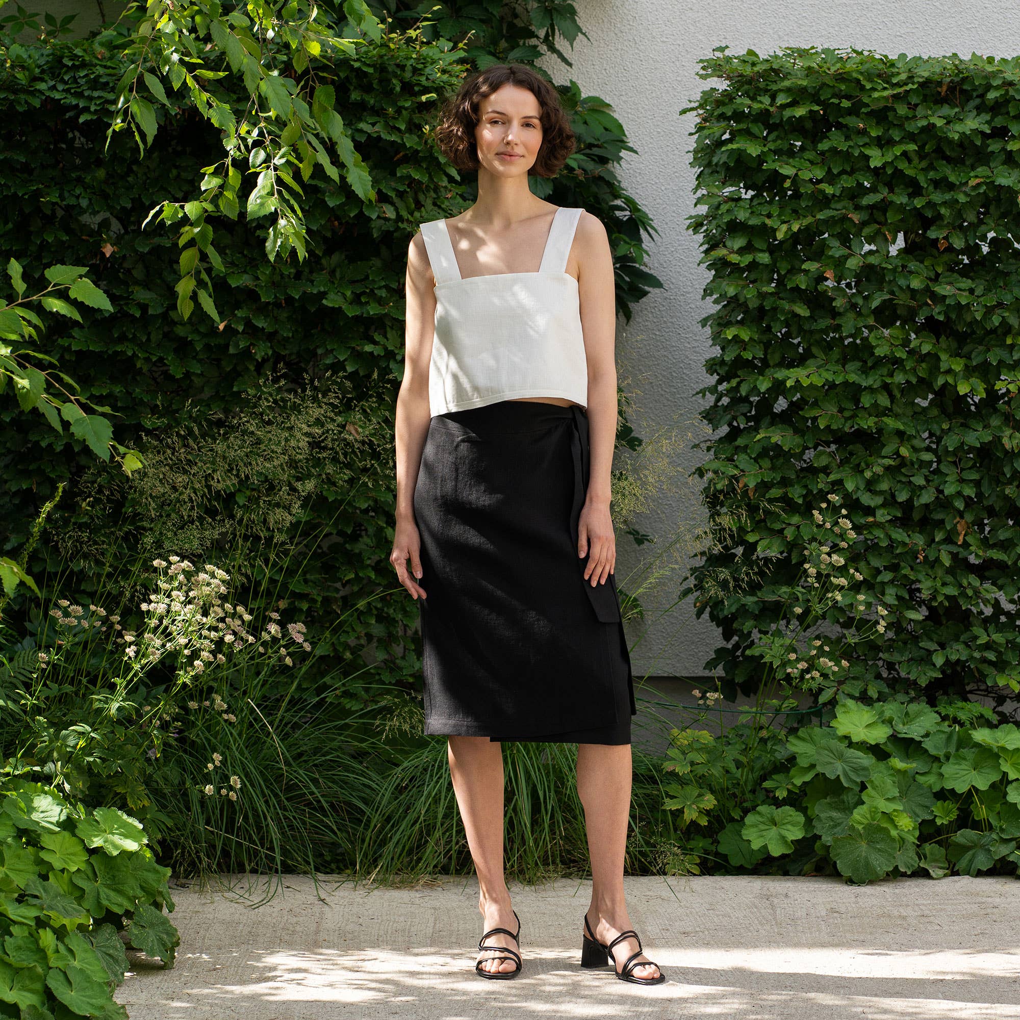 Linen Pinafore Crop Top | Pure White - Image 6