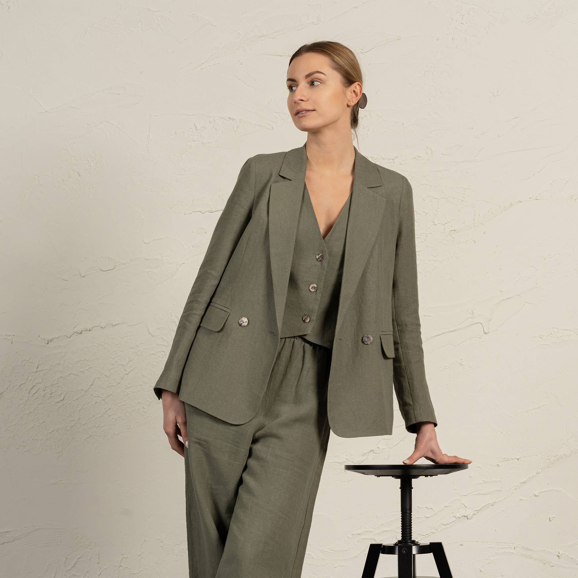 Linen Suit Jacket Quin | Pure White - Image 3