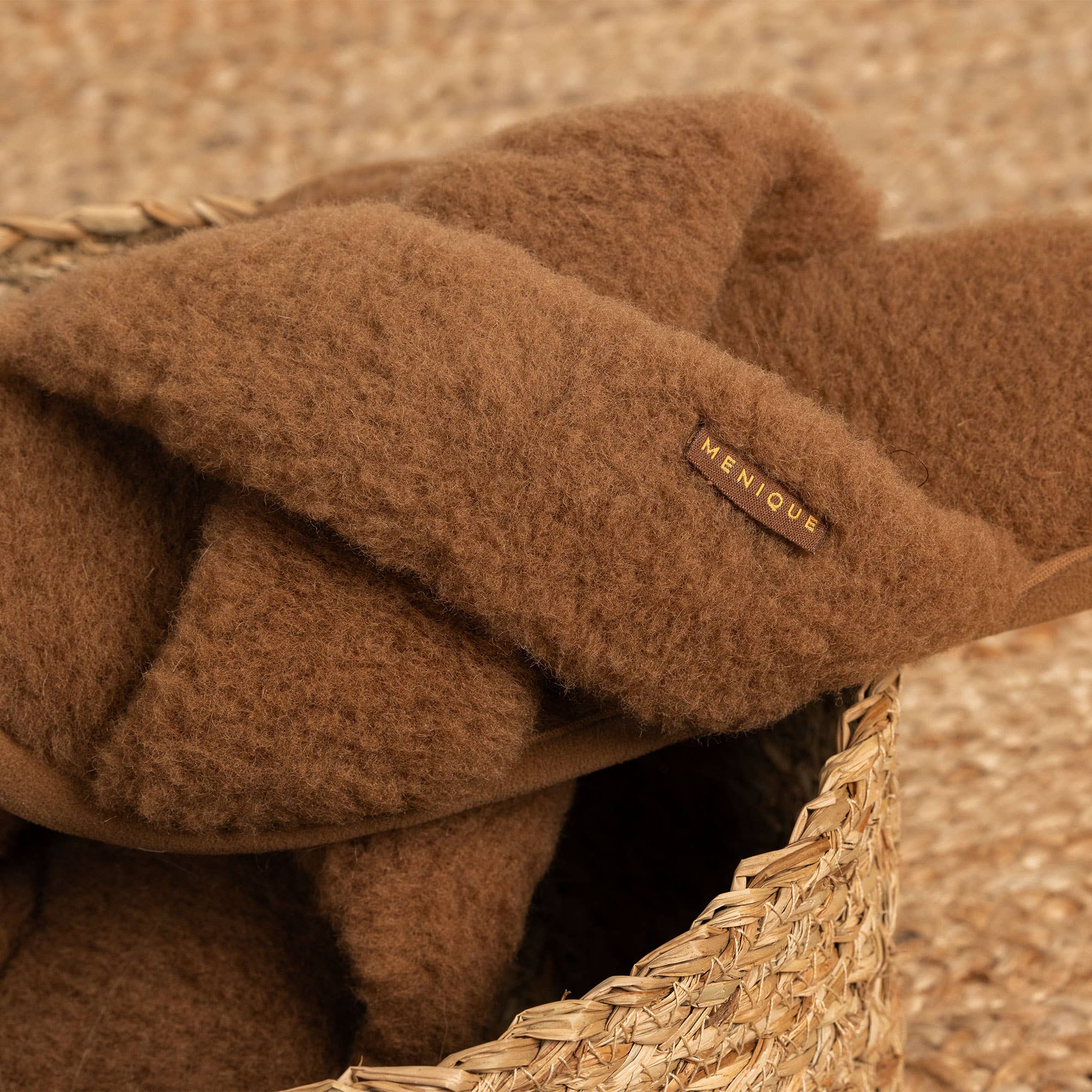 Women's Merino Cross Fluffy Slippers Brown - Image 3