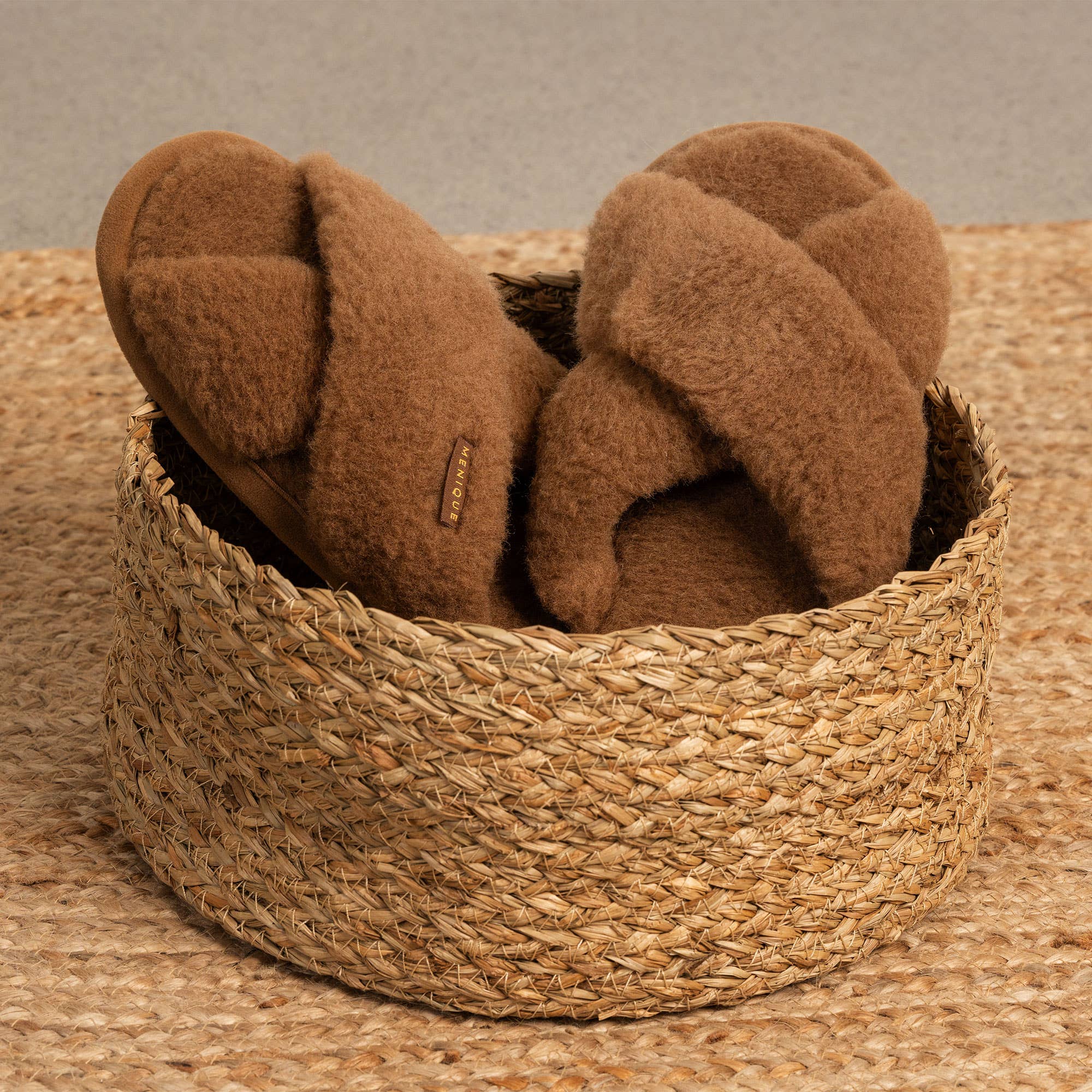 Women's Merino Cross Fluffy Slippers Brown - Image 4