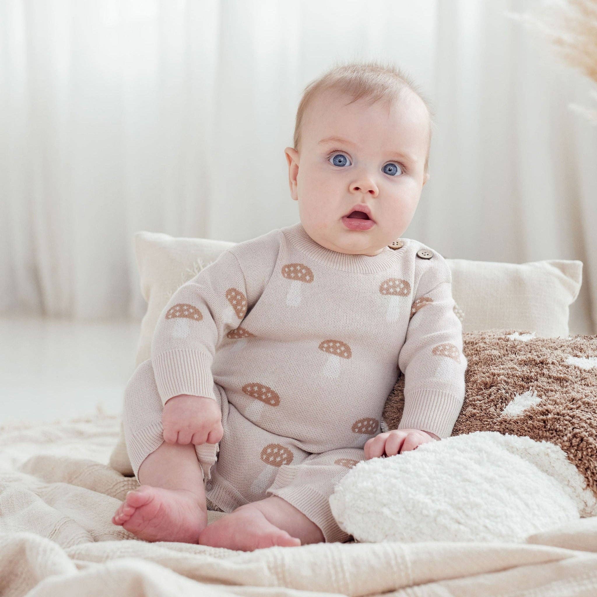 Mushroom Knit Romper | Sand - Image 3