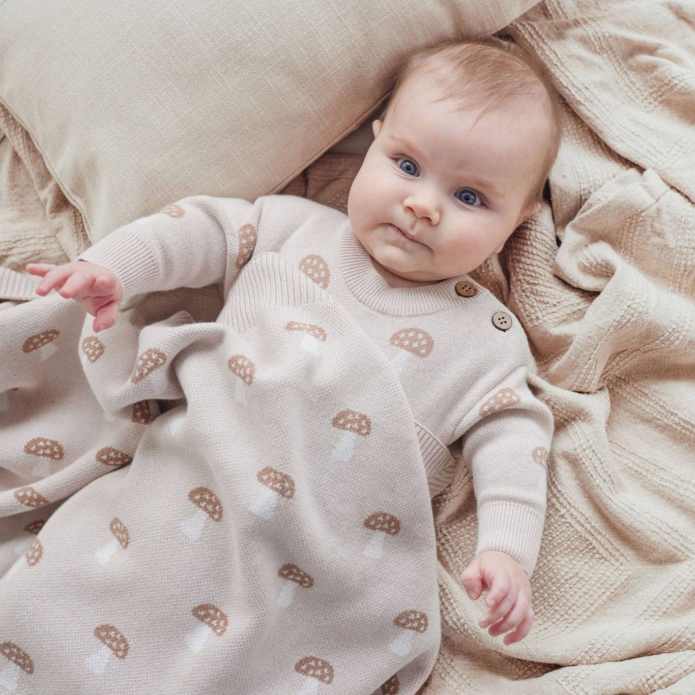 Mushroom Knit Romper | Sand - Image 4
