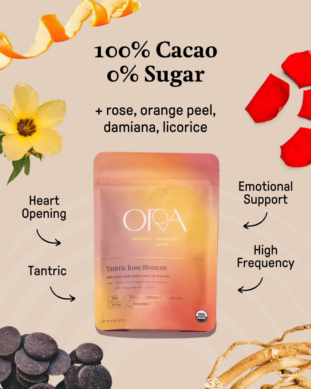 Tantric Rose Blossom Cacao | Organic Ceremonial Chocolate - Image 4