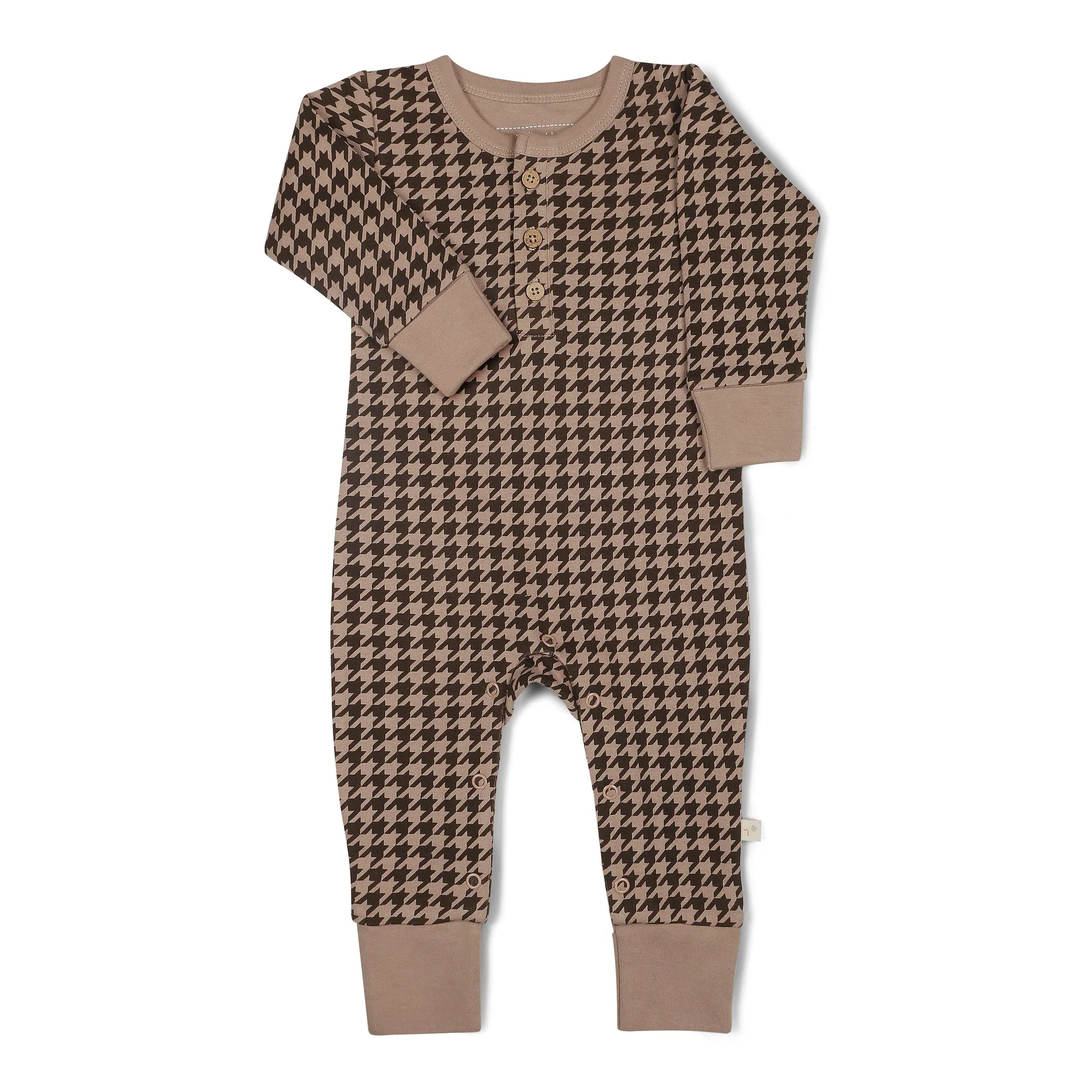 Organic Button Romper | Houndstooth - Image 2