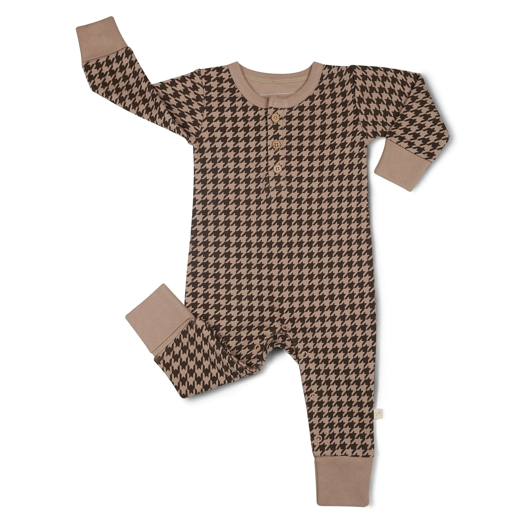 Organic Button Romper | Houndstooth - Image 4