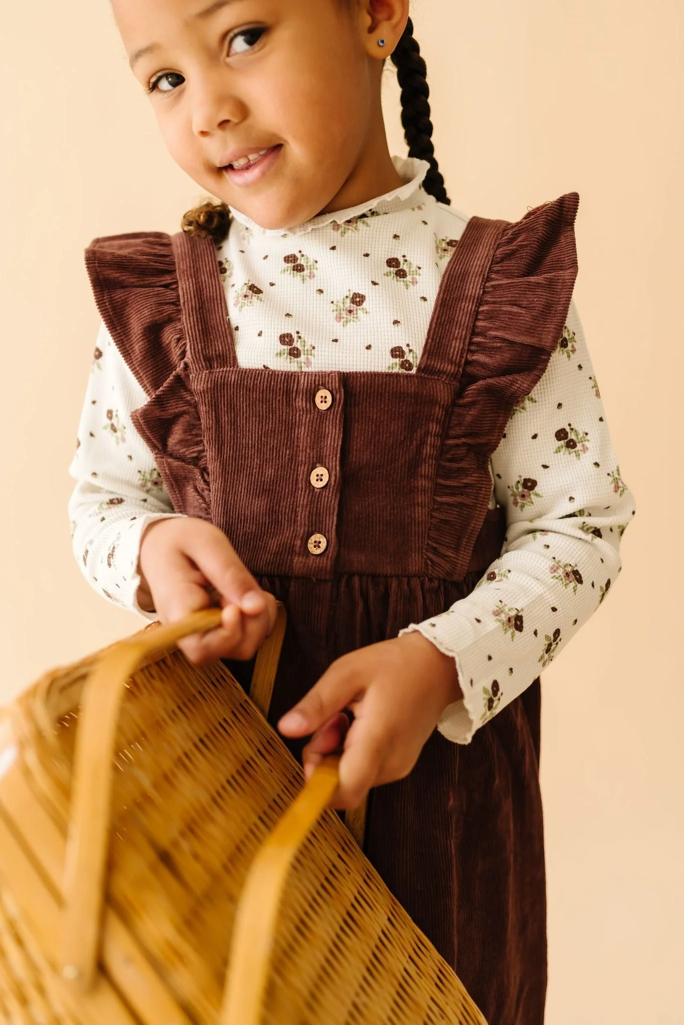 Organic Corduroy Ruffle Dress | Plum - Image 3