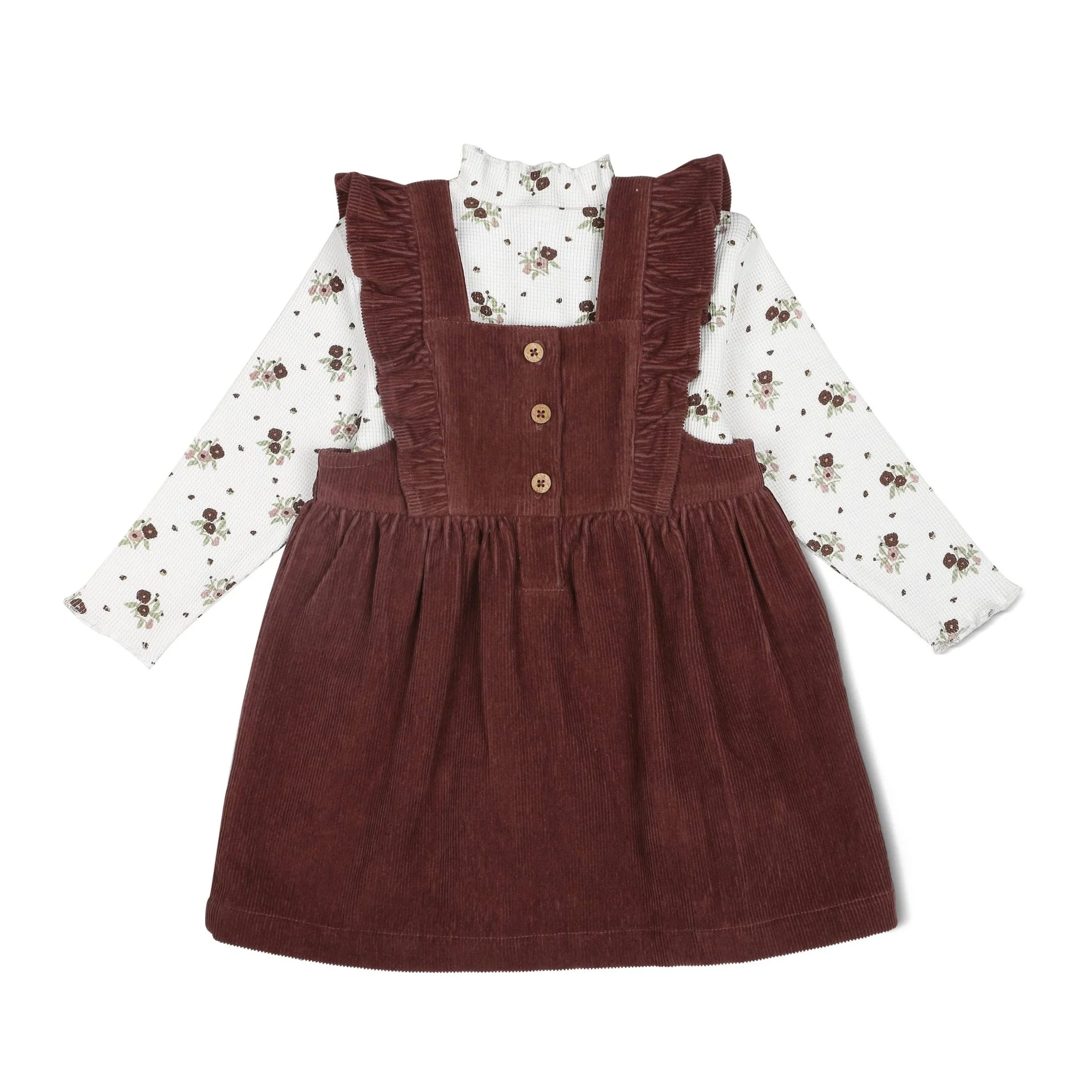 Organic Corduroy Ruffle Dress | Plum - Image 4