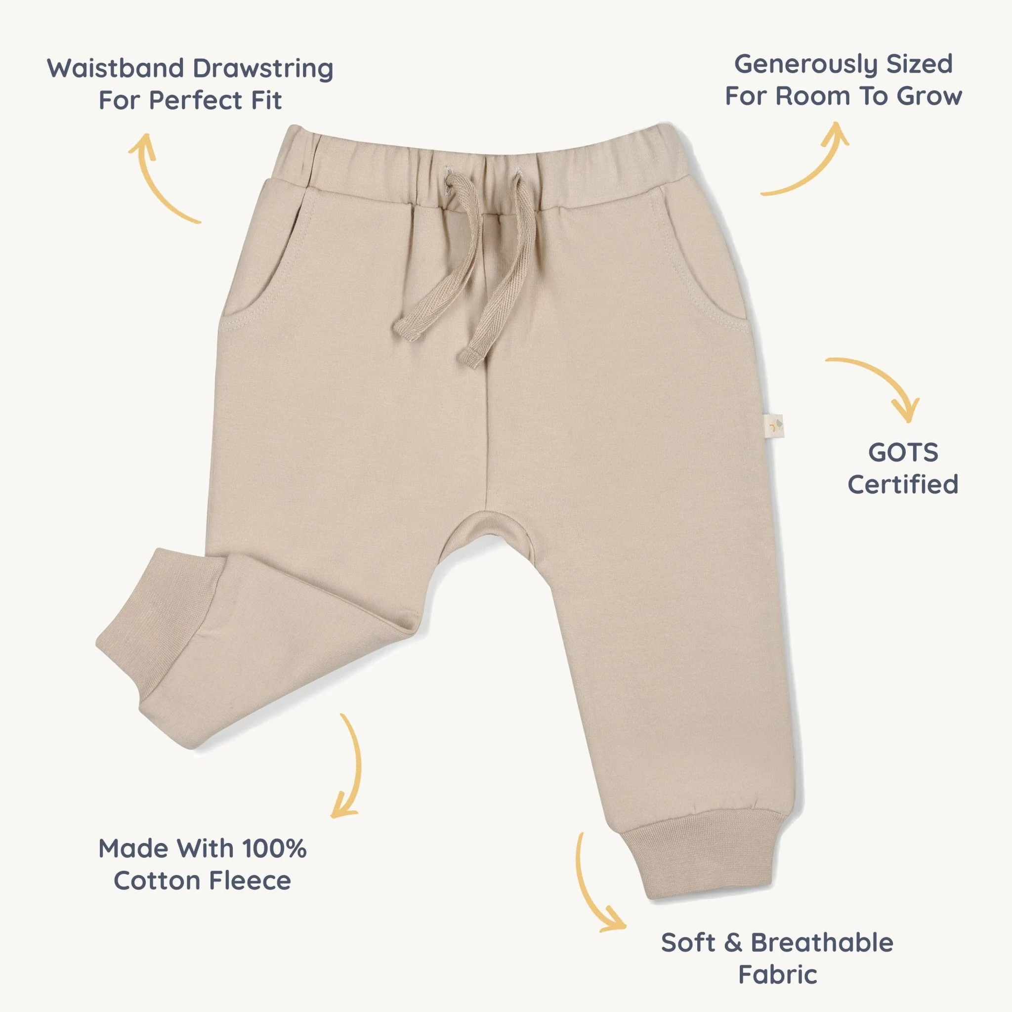 Organic Fleece Jogger Pants | Oat - Image 5