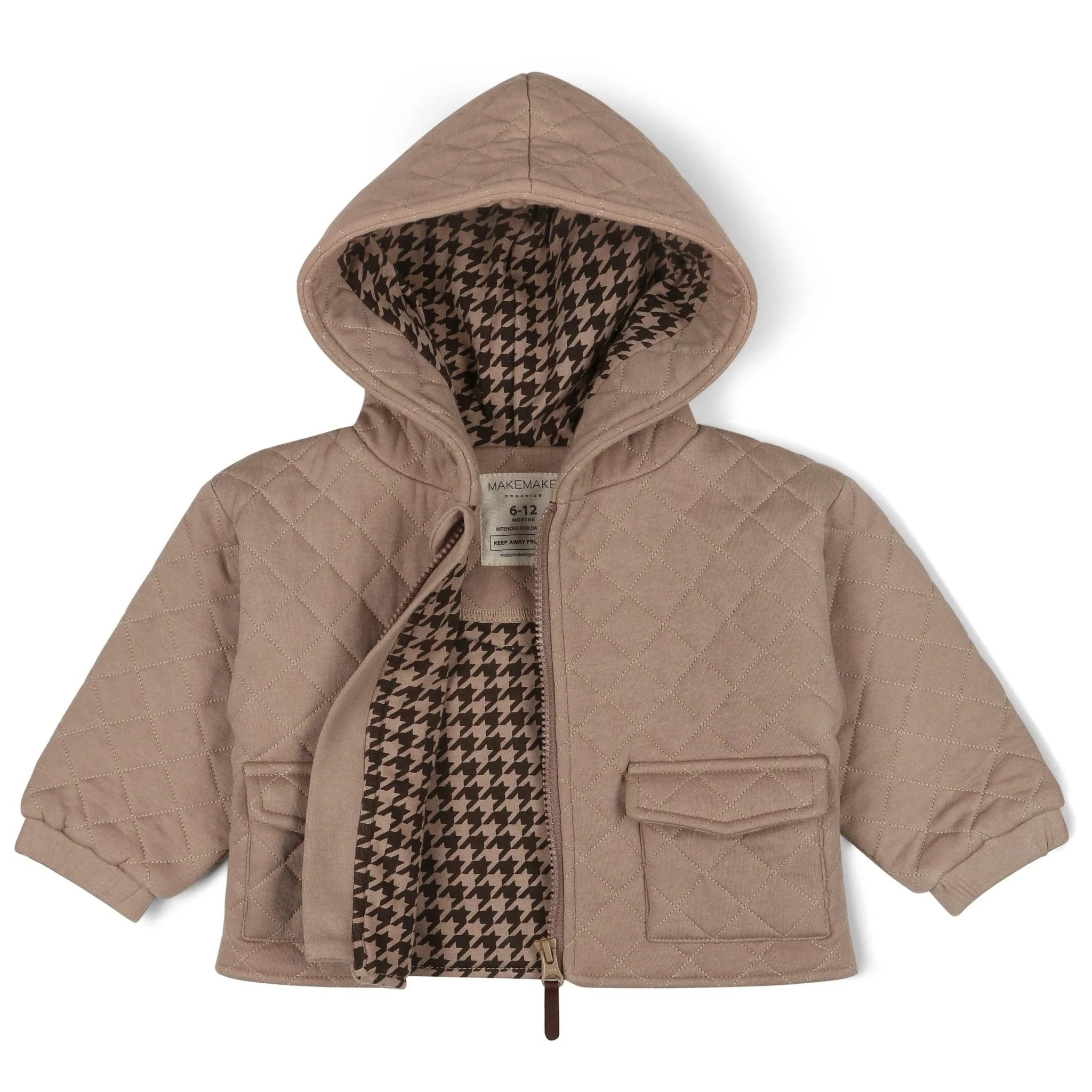 Organic Quilted Hooded Jacket | Taupe - Image 2