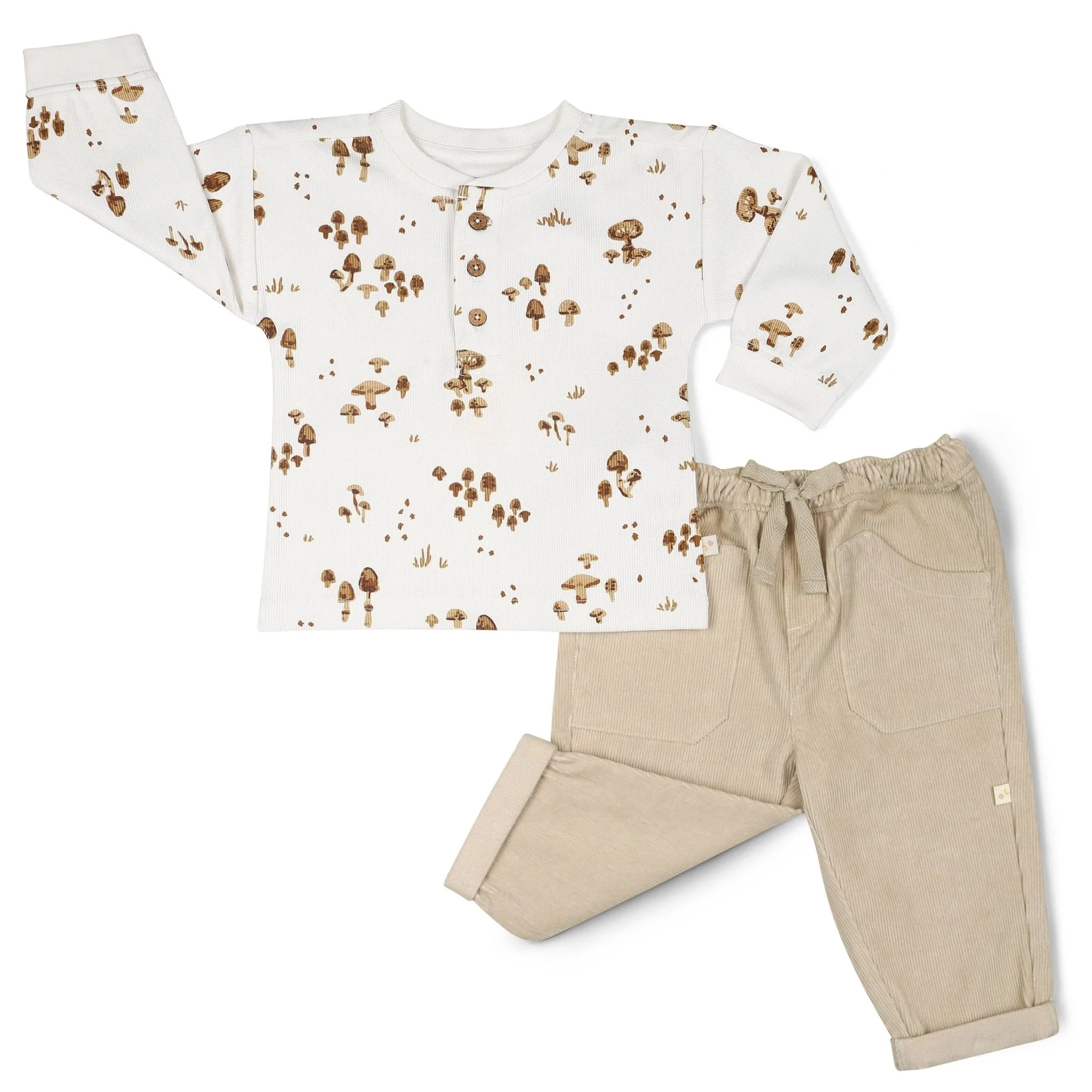 Organic Tee and Corduroy Pant Set | Oat - Image 3