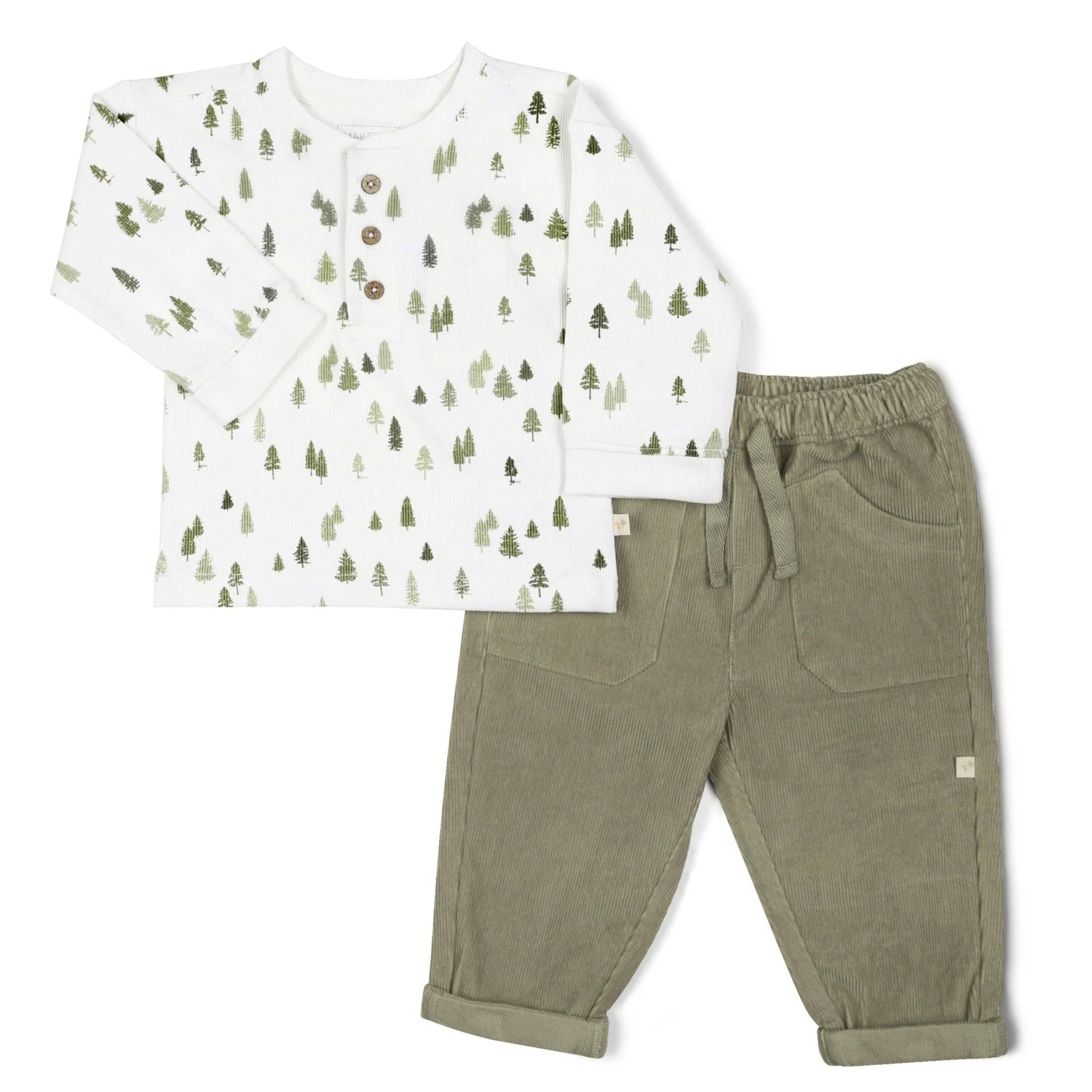 Organic Tee and Corduroy Pant Set | Olive - Image 2
