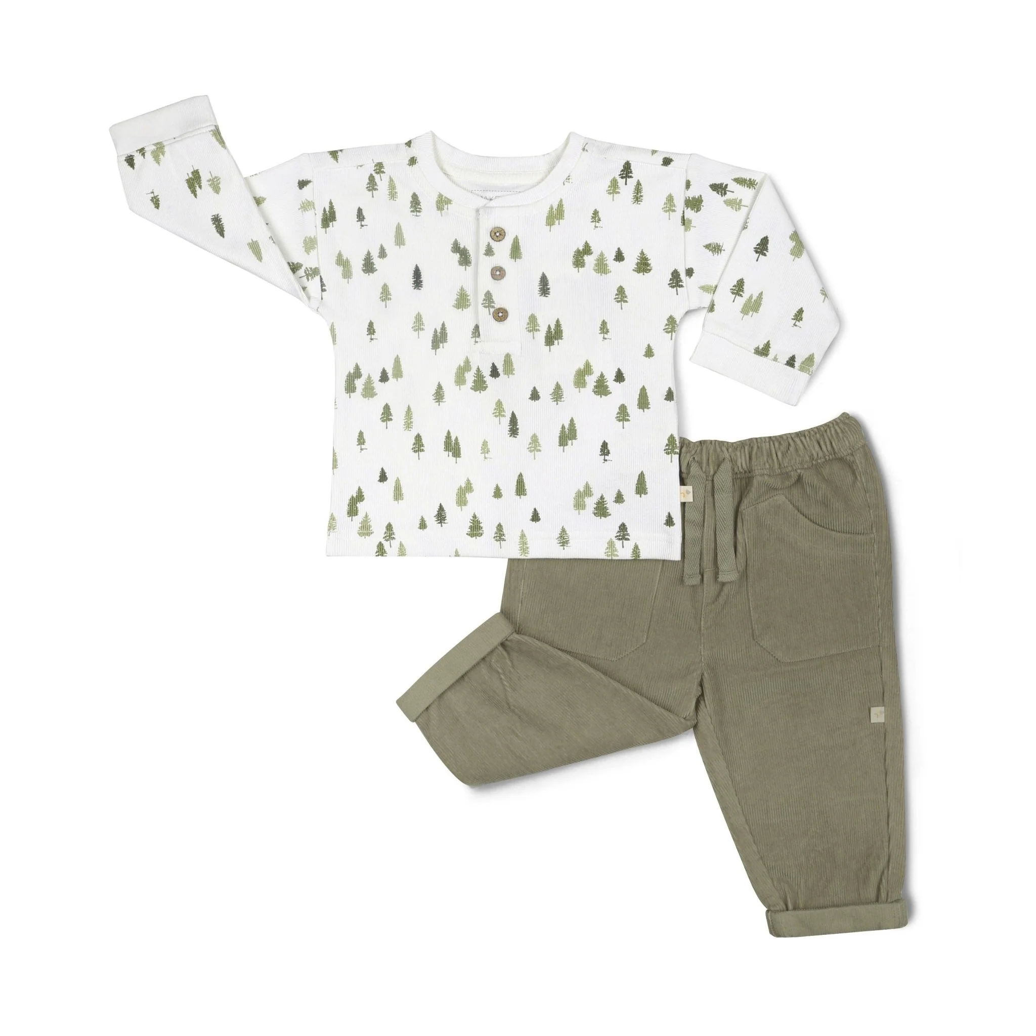 Organic Tee and Corduroy Pant Set | Olive - Image 3