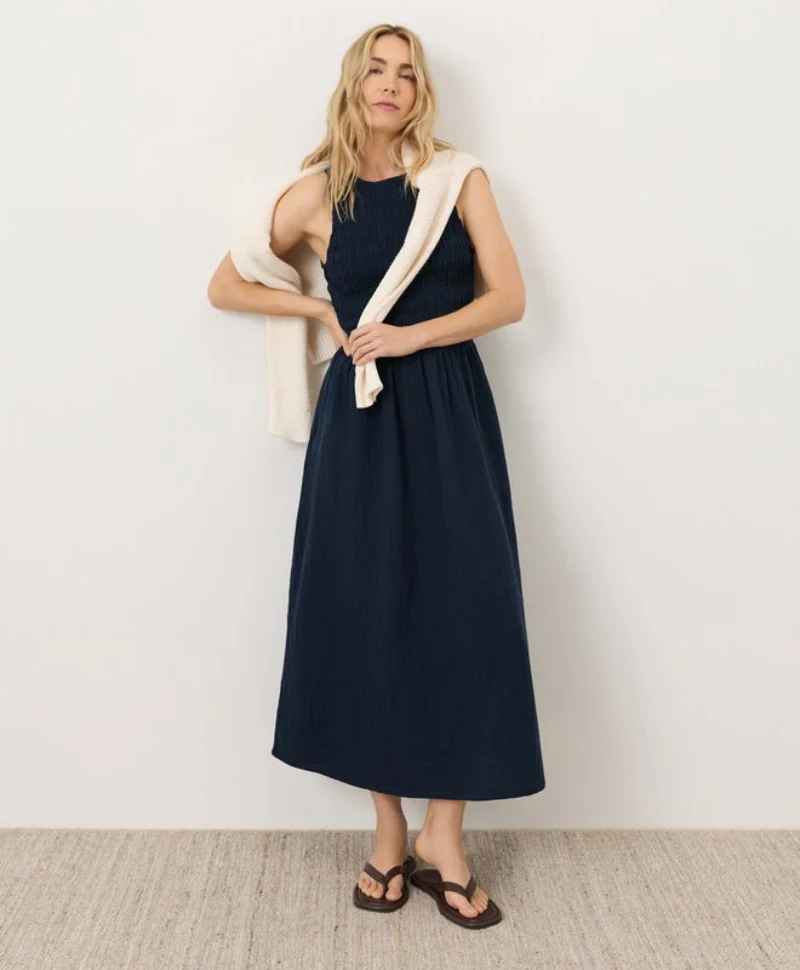 Organic Coastal Double Gauze Smocked Dress - Image 14