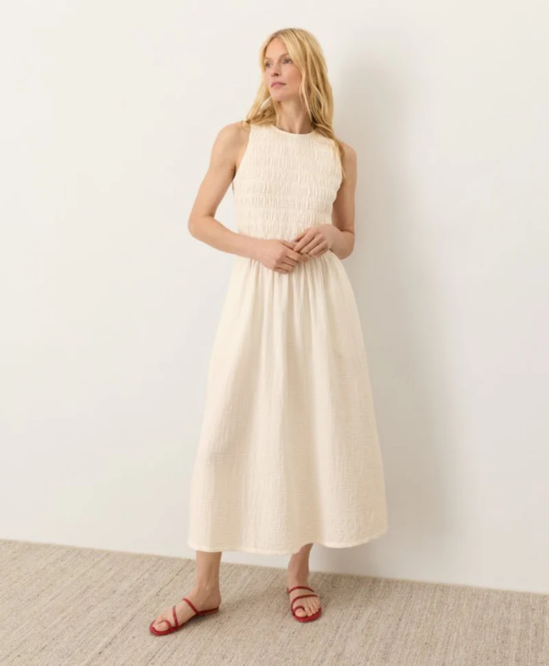 Organic Coastal Double Gauze Smocked Dress - Image 3