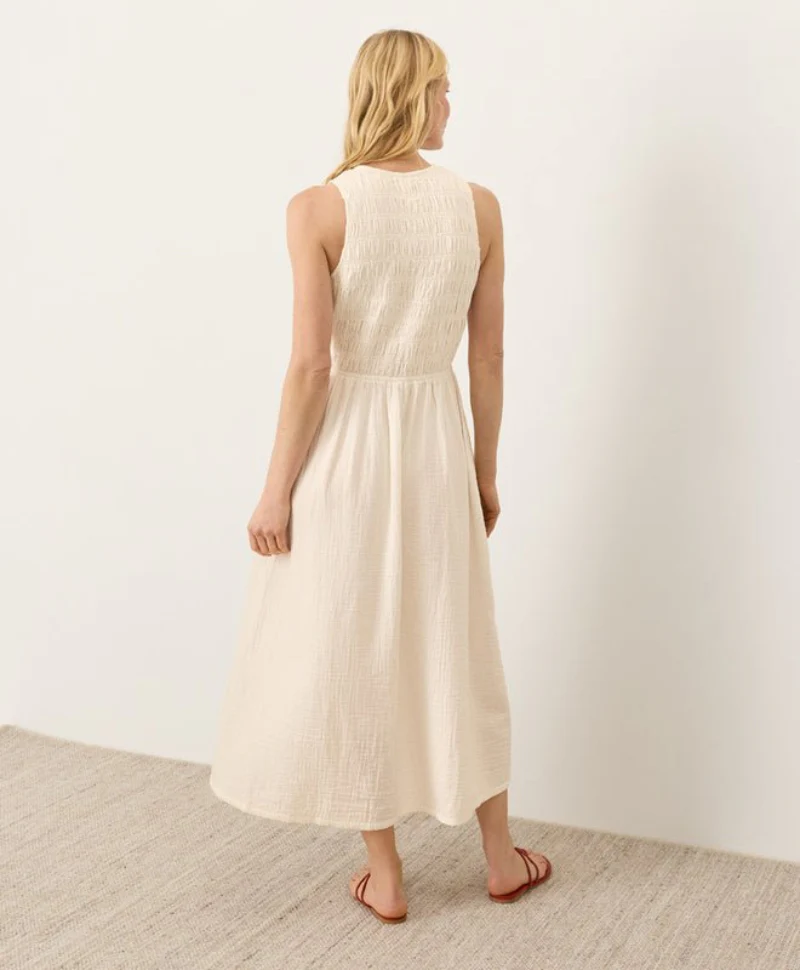 Organic Coastal Double Gauze Smocked Dress - Image 5