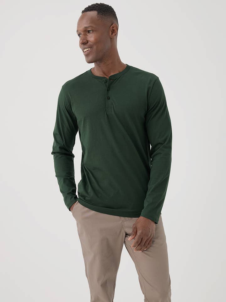Men's Organic Softspun Long Sleeve Henley - Image 2
