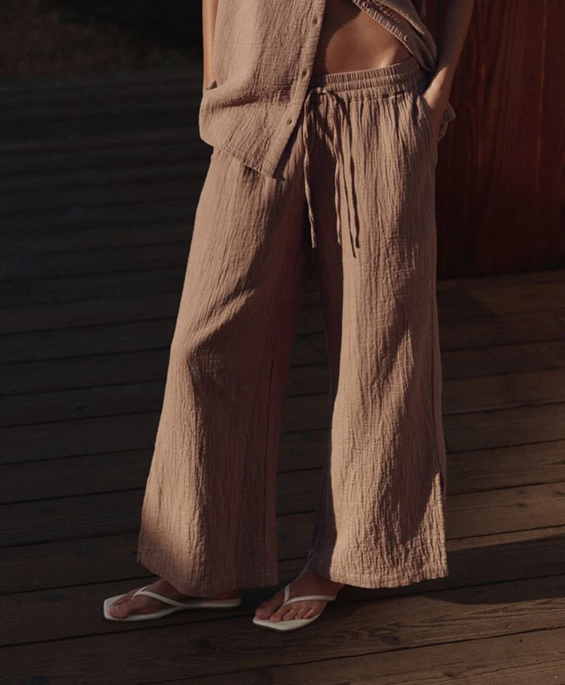Organic Coastal Double Gauze Split Hem Pant - Image 15