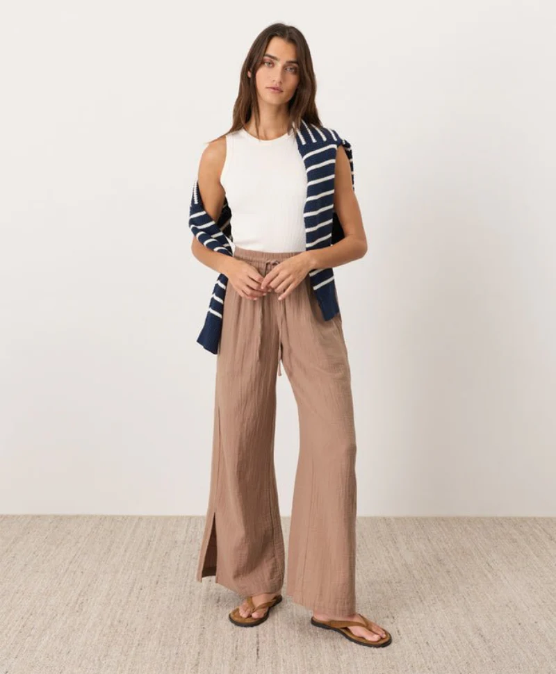 Organic Coastal Double Gauze Split Hem Pant - Image 3