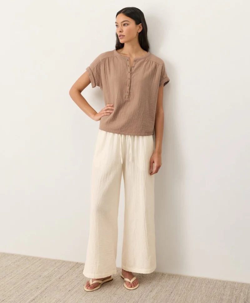 Organic Coastal Double Gauze Split Hem Pant - Image 4