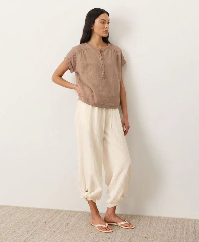 Organic Coastal Double Gauze Split Hem Pant - Image 9