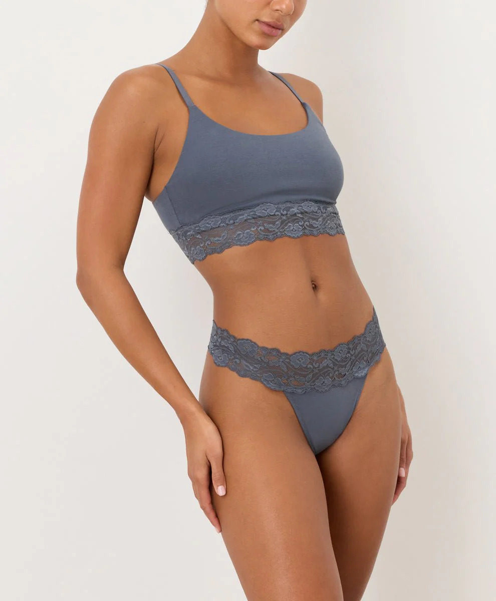 Organic Lace Waist Thong 3-Pack | Seaside Blues - Image 5