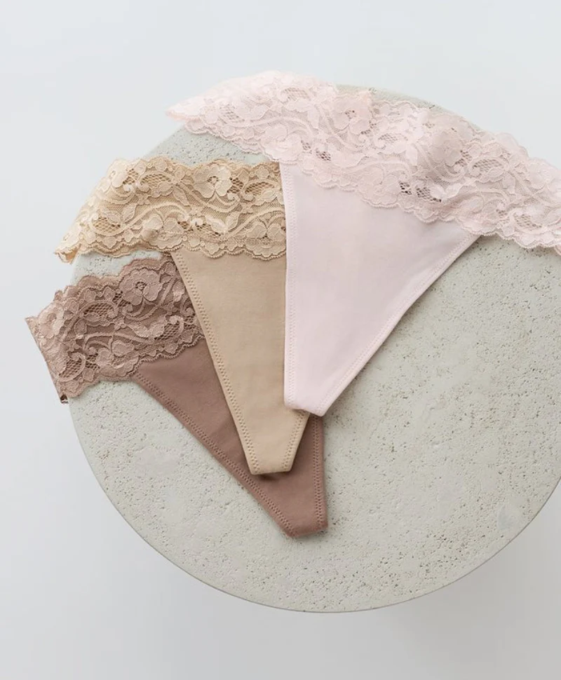Organic Lace Waist Thong 3-Pack | Nearly Bare - Image 6