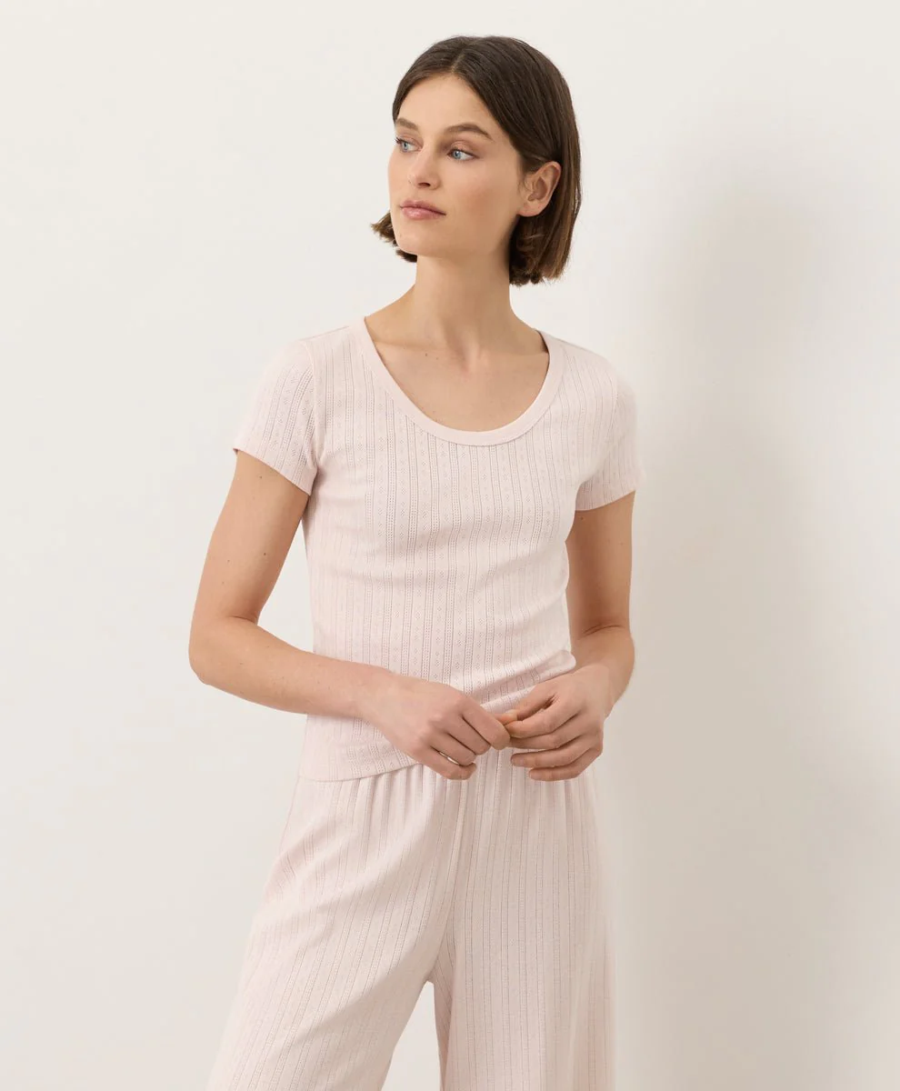 Organic Pointelle Scoop Neck Tee - Image 10