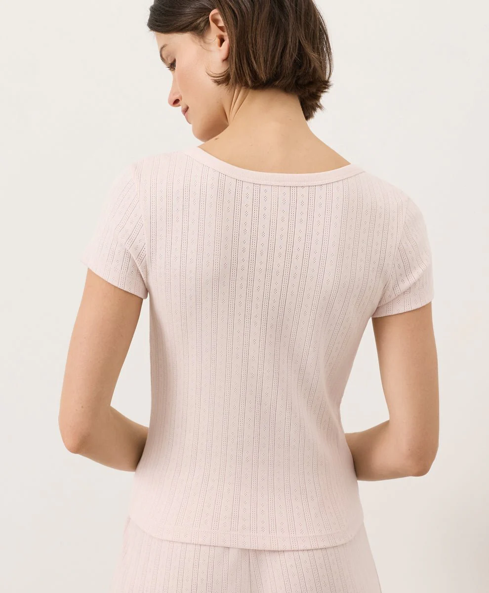 Organic Pointelle Scoop Neck Tee - Image 11