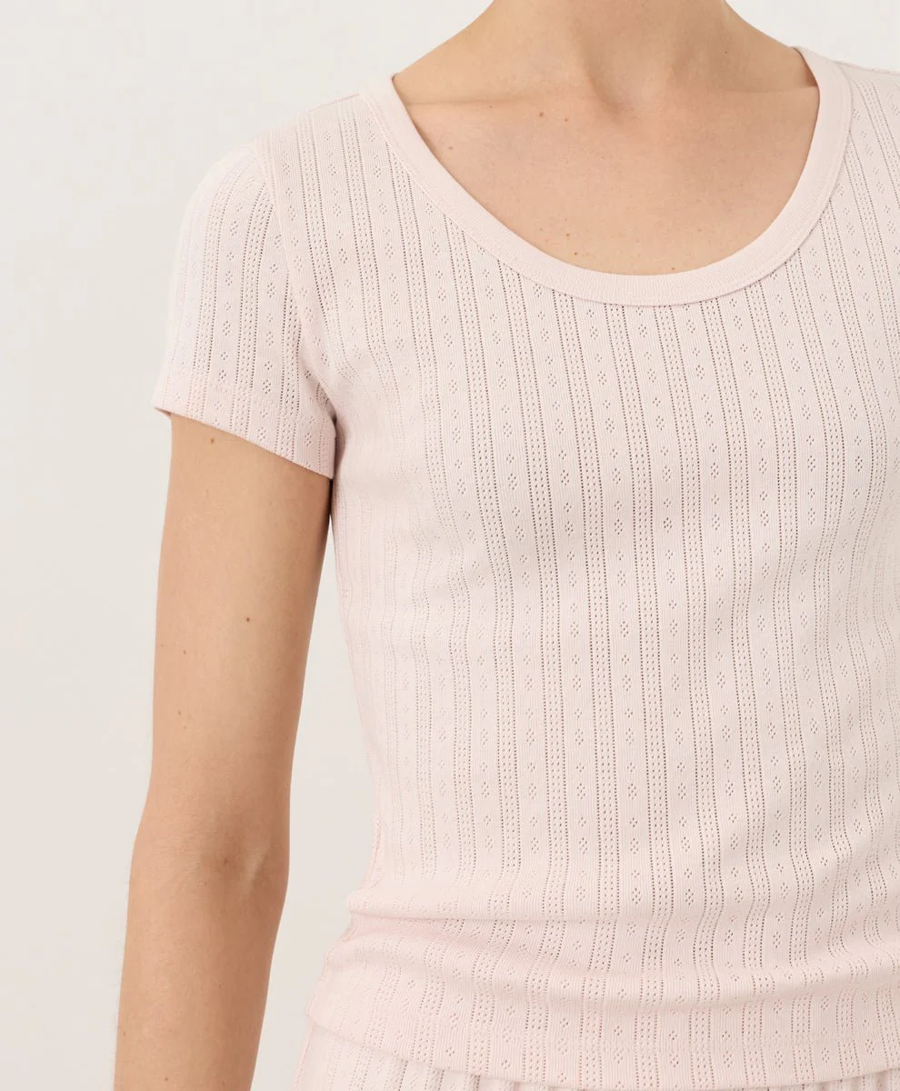 Organic Pointelle Scoop Neck Tee - Image 12