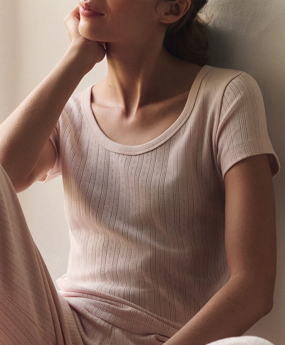 Organic Pointelle Scoop Neck Tee - Image 13