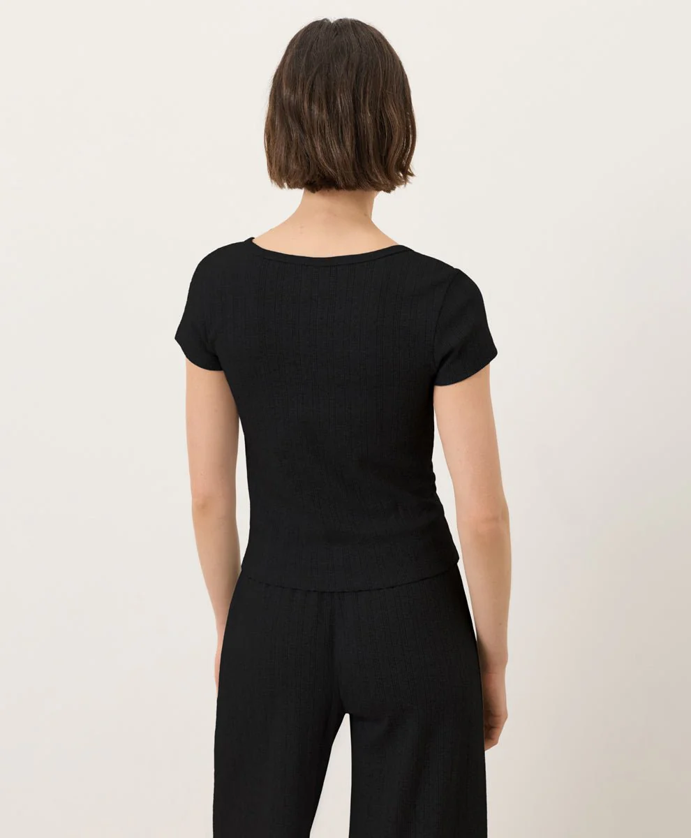 Organic Pointelle Scoop Neck Tee - Image 3