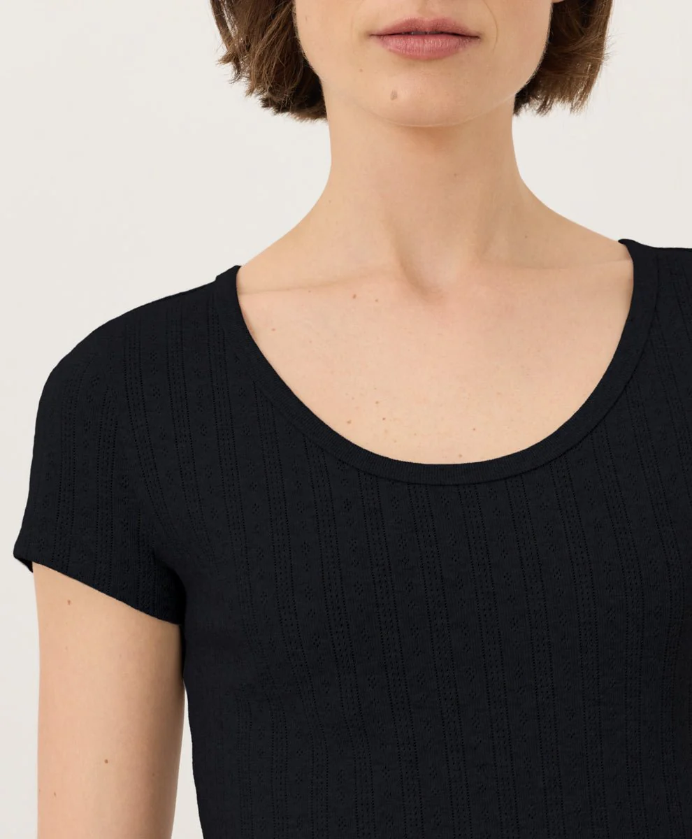 Organic Pointelle Scoop Neck Tee - Image 4