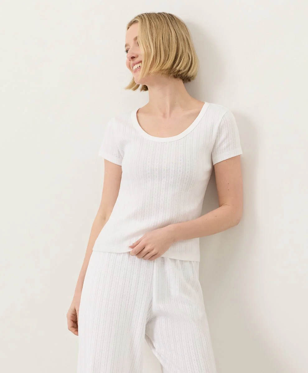 Organic Pointelle Scoop Neck Tee - Image 6