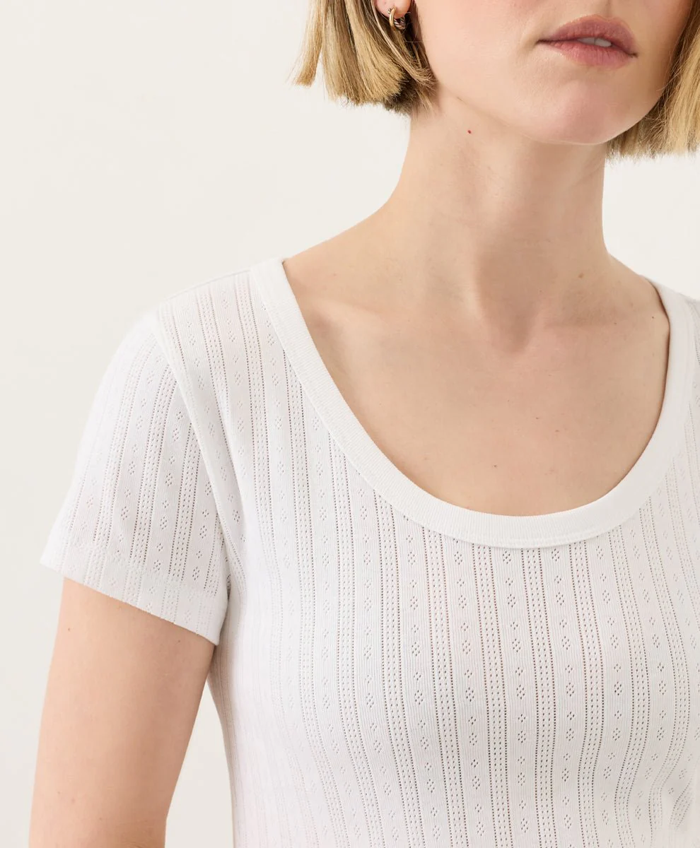 Organic Pointelle Scoop Neck Tee - Image 8