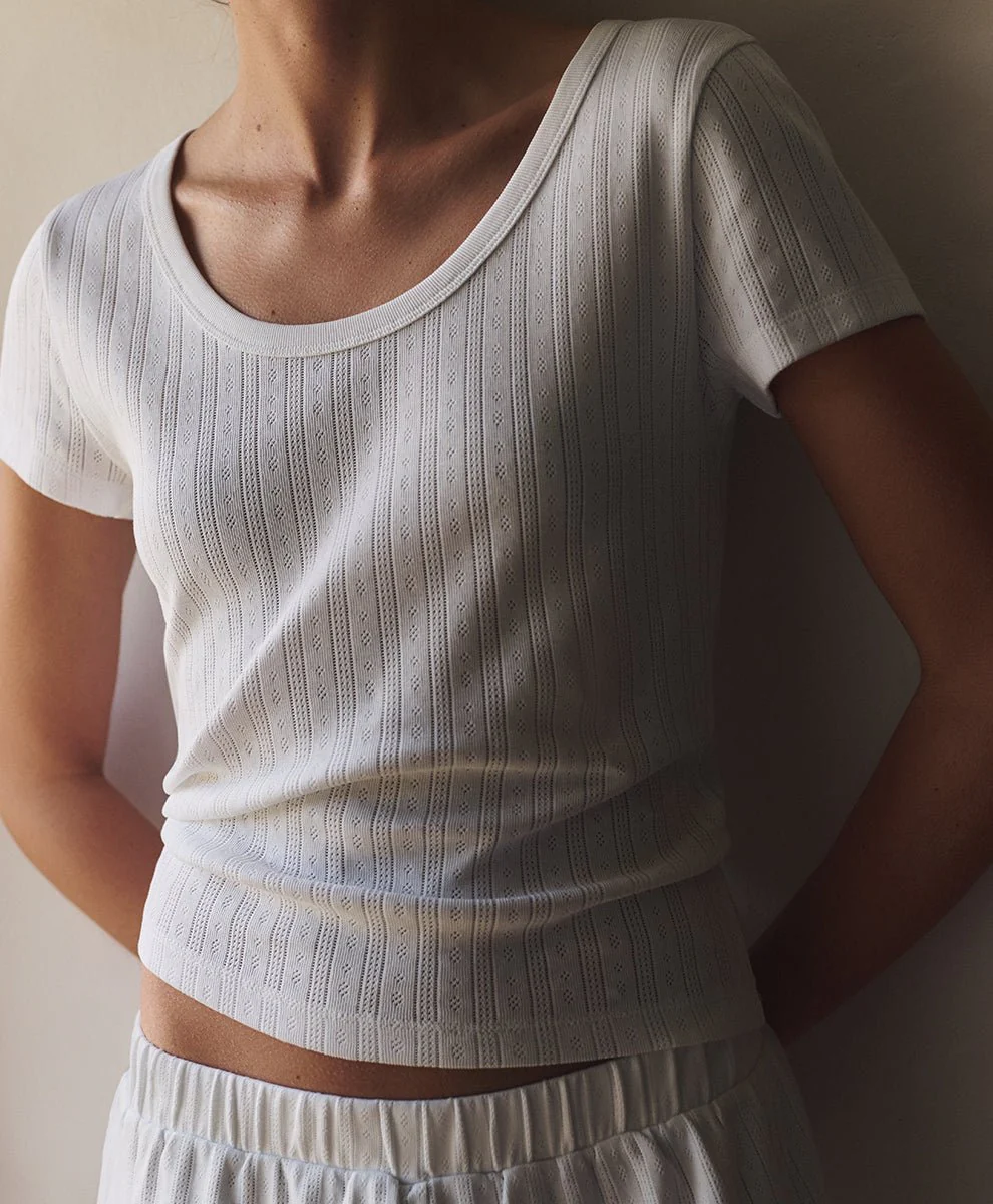 Organic Pointelle Scoop Neck Tee - Image 9