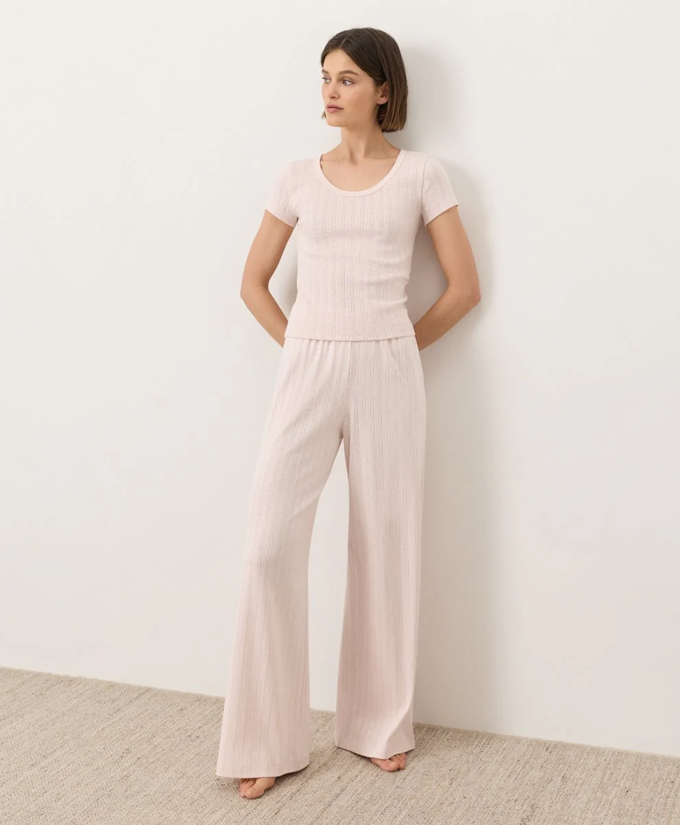 Organic Pointelle Wide Leg Pant - Image 10