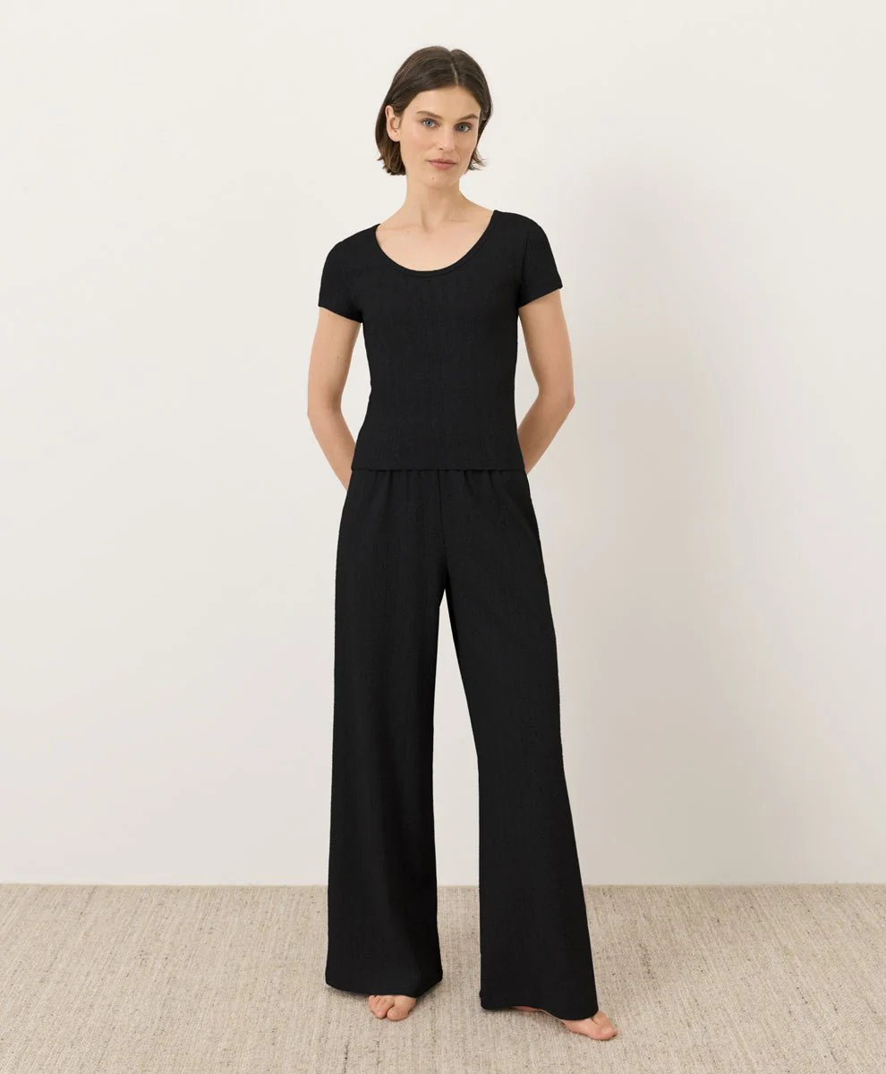 Organic Pointelle Wide Leg Pant - Image 4