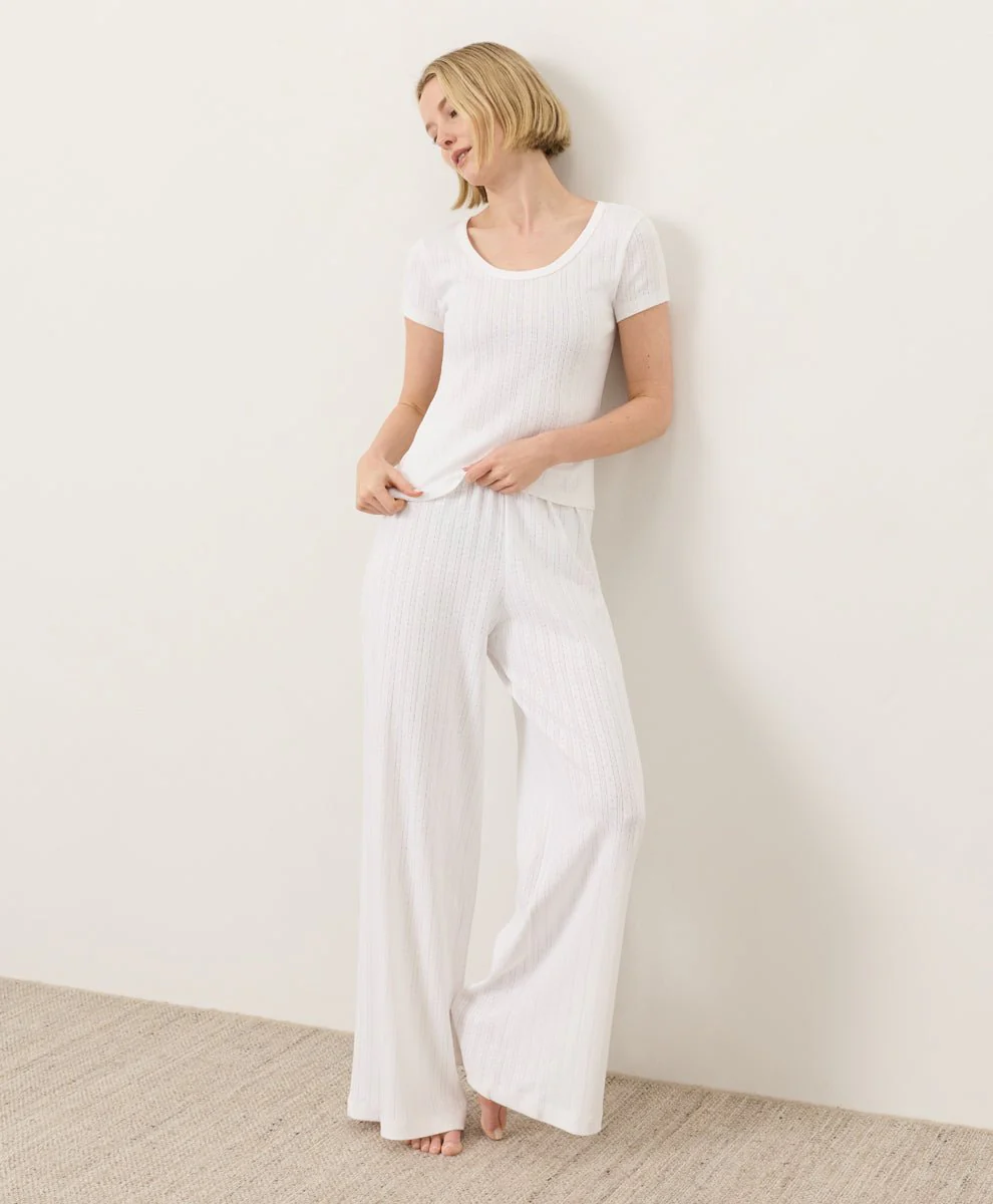 Organic Pointelle Wide Leg Pant - Image 8