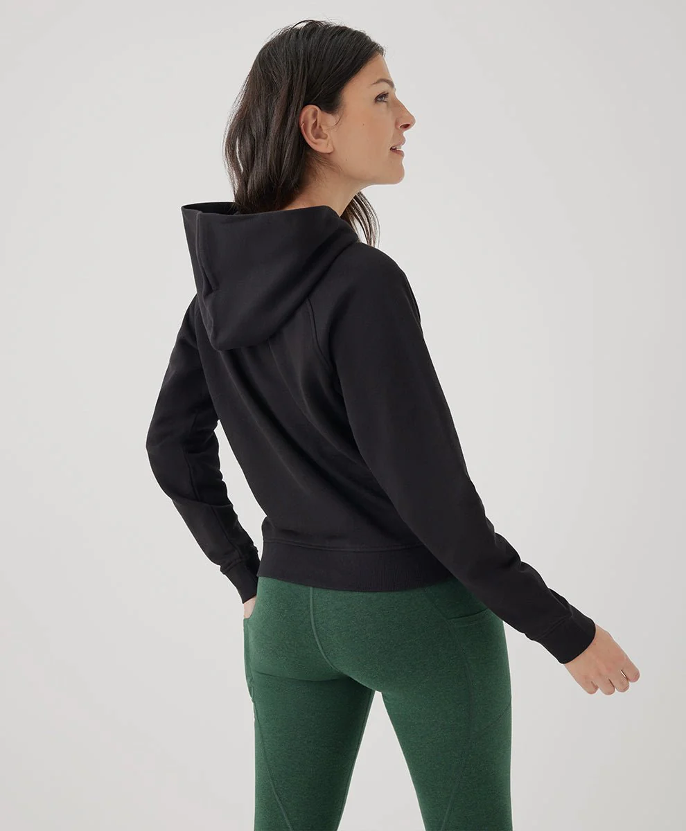 Women’s Organic Essential Loopback Terry Hoodie |  Black - Image 3