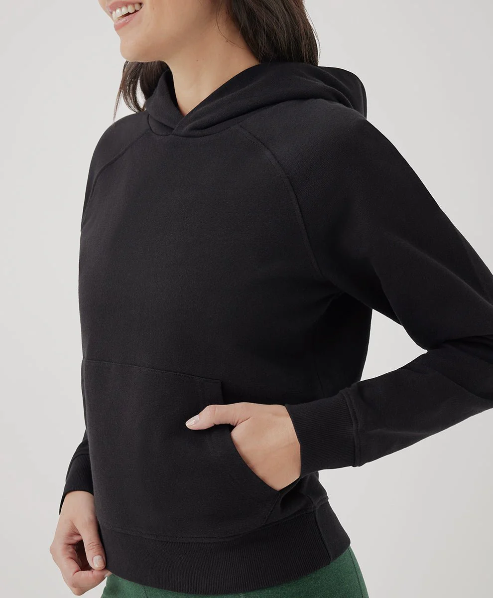 Women’s Organic Essential Loopback Terry Hoodie |  Black - Image 4