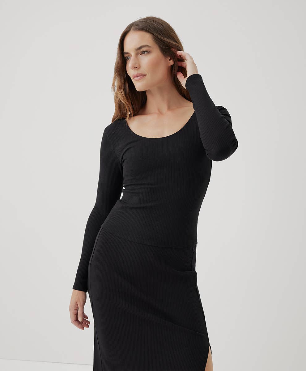 Women’s Organic Refined Rib Long Sleeve Twist Back Top - Image 3