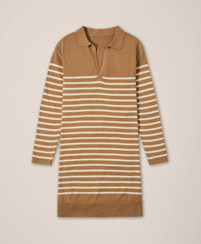Women's Organic Classic Fine Knit Collared Sweater Dress - Image 3