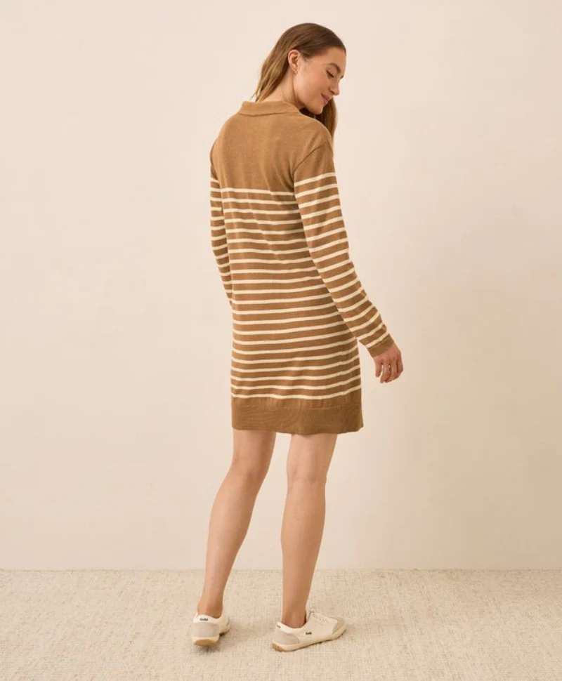 Women's Organic Classic Fine Knit Collared Sweater Dress - Image 4