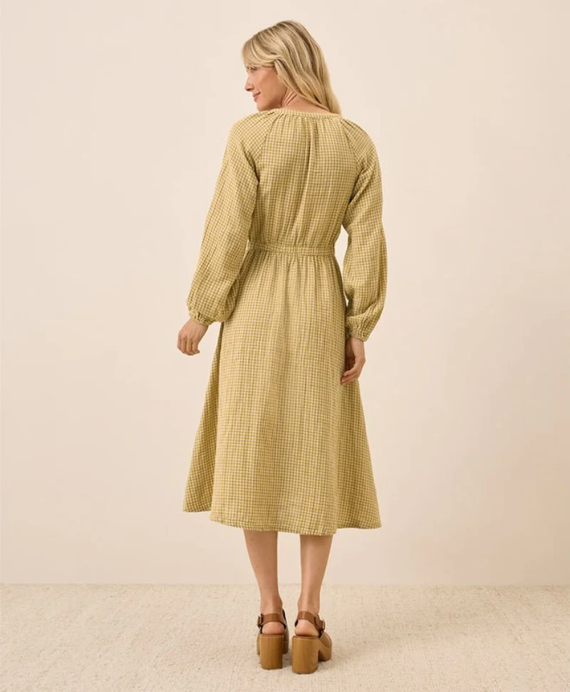 Women's Organic Coastal Double Gauze Poet Sleeve Dress - Image 2