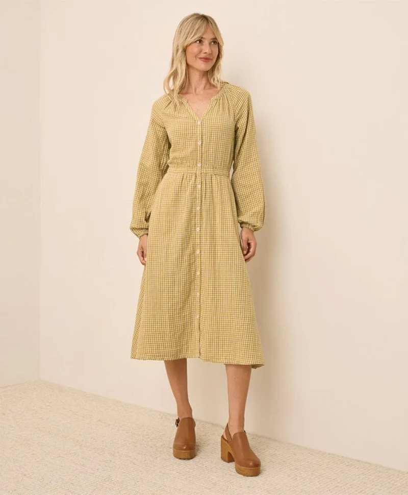 Women's Organic Coastal Double Gauze Poet Sleeve Dress - Image 3